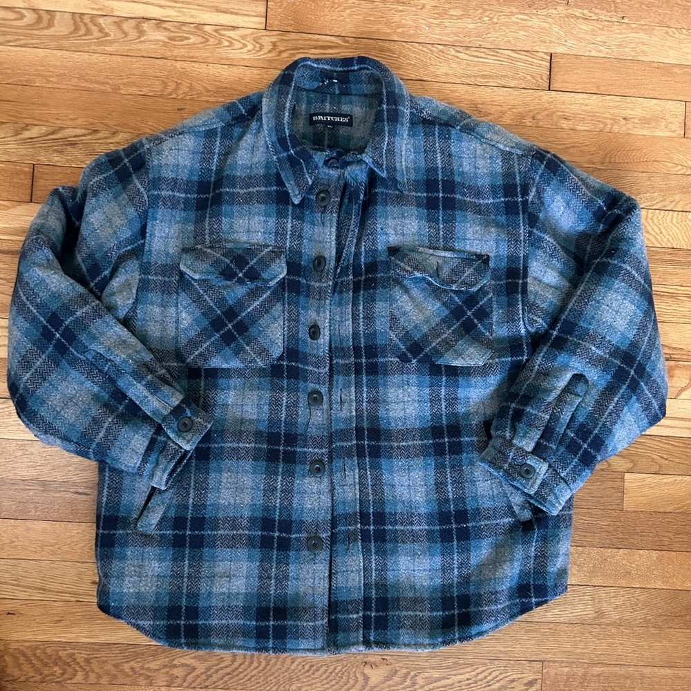 Britches Plaid Blue Jacket‎ Shacket - Size XL